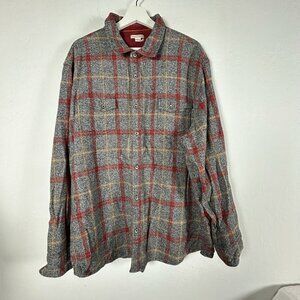 Carbon2Cobalt Mens XXL Plaid Button-Up Shirt Grey/Red Long Sleeve Chest Pockets